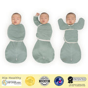 Omni Swaddle Sack With Wrap - Most Versatile Swaddle - Arms Up Sleeves & Mitten Cuffs, Heathered Jadeite With Polka Dot Trim