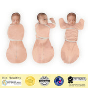 Omni Swaddle Sack With Wrap - Most Versatile Swaddle - Arms Up Sleeves & Mitten Cuffs, Heathered Peach Blush With Polka Dot Trim