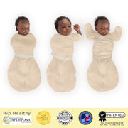 Omni Swaddle Sack With Wrap - Most Versatile Swaddle - Arms Up Sleeves & Mitten Cuffs, Heathered Oatmeal With Polka Dot Trim