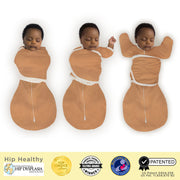 Omni Swaddle Sack With Wrap - Most Versatile Swaddle - Arms Up Sleeves & Mitten Cuffs, Heathered Butterum With Polka Dot Trim
