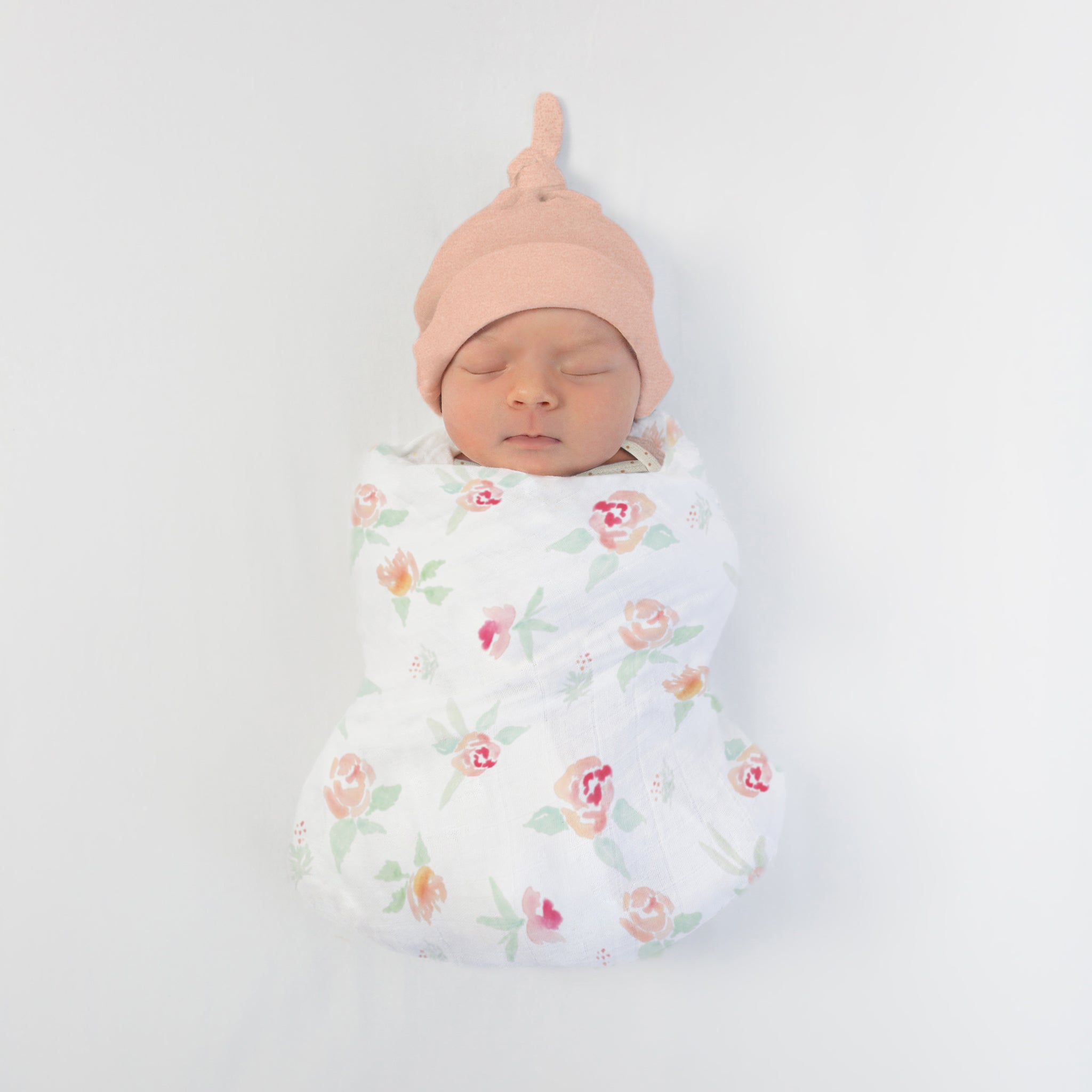 Muslin Swaddle Blankets - Set Of 3 - Spring Morning - Featuring Peachy Pink Watercolor Floral By Artist Lynette Damir