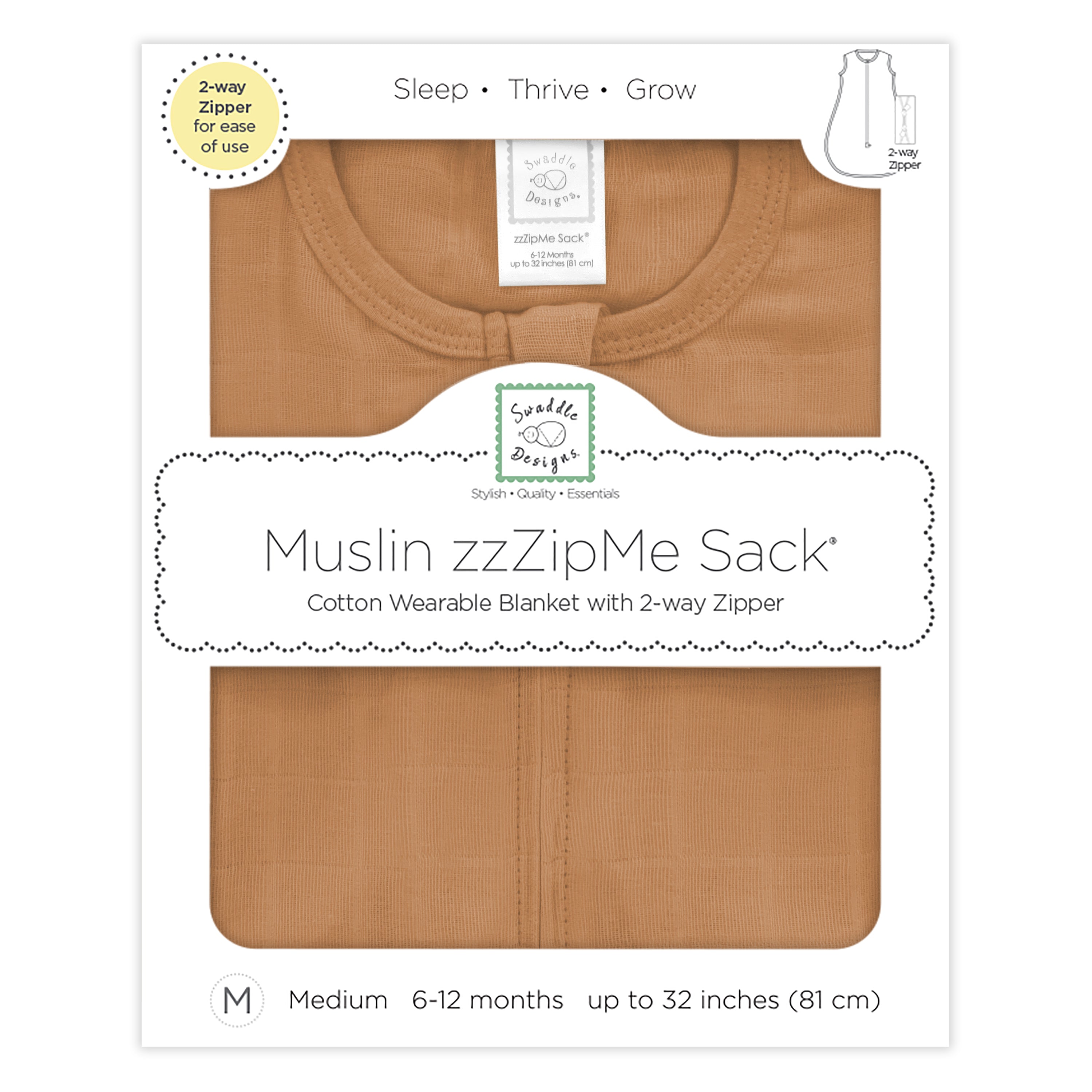 Muslin Non-weighted Zzzipme Sack - Butterum