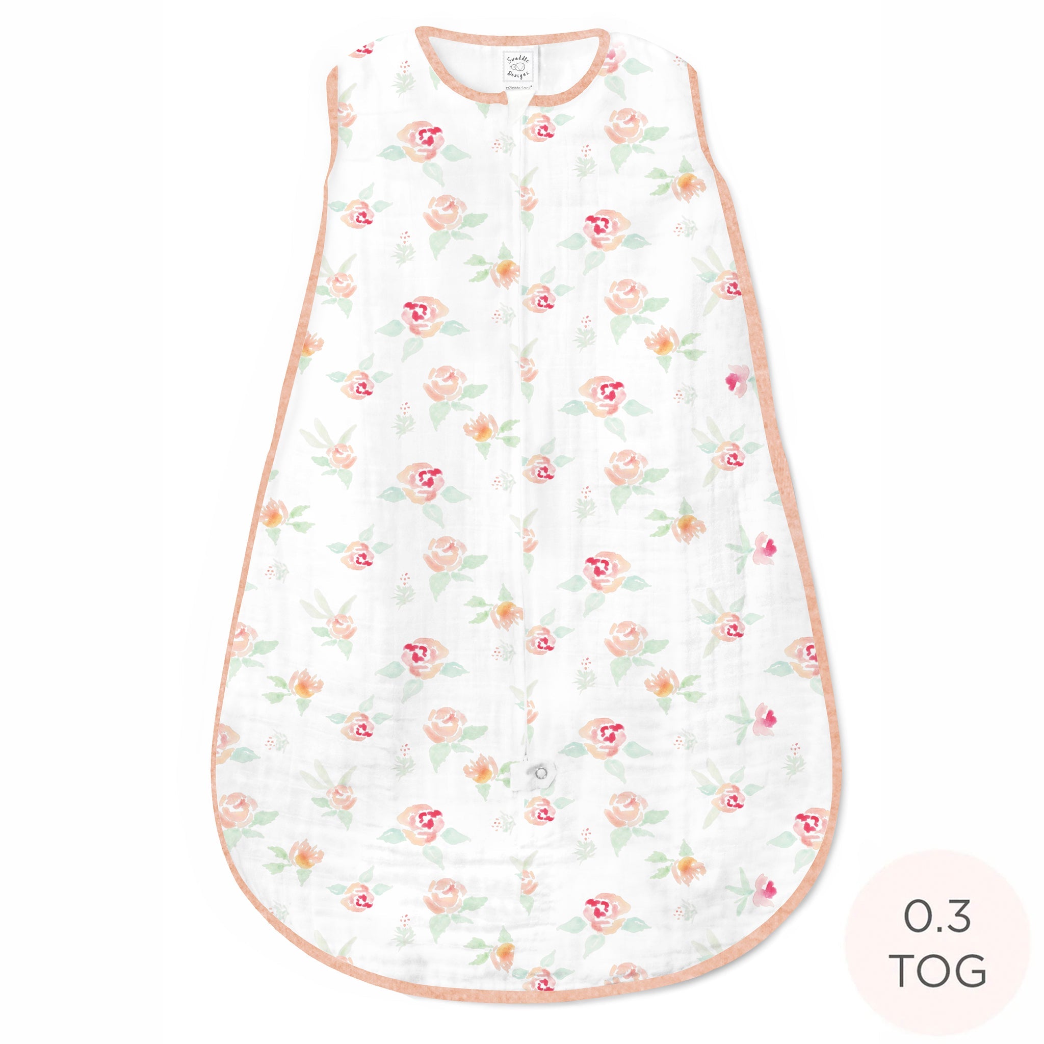 Muslin Non-weighted Zzzipme Sack - Watercolor Peachy Pink Floral - Sweet Roses- Sweet Roses