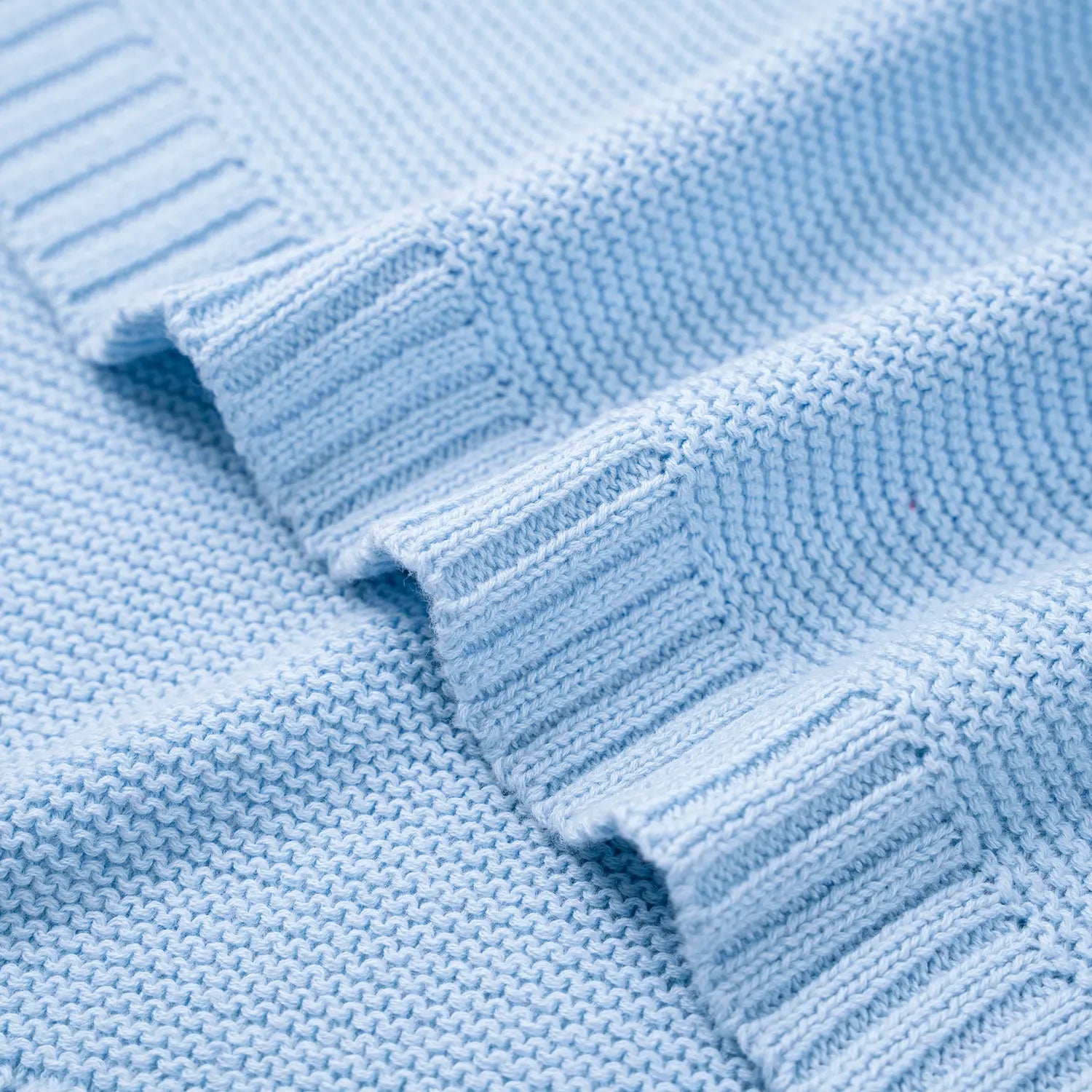 Classic Knit Cotton Baby Blanket In Baby Blue