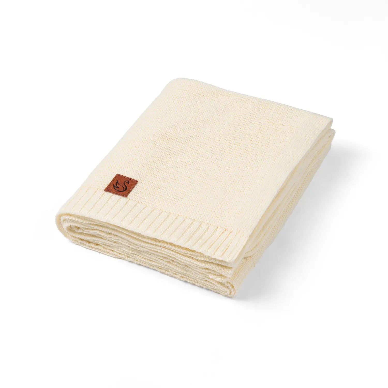 Classic Knit Cotton Baby Blanket In Cream