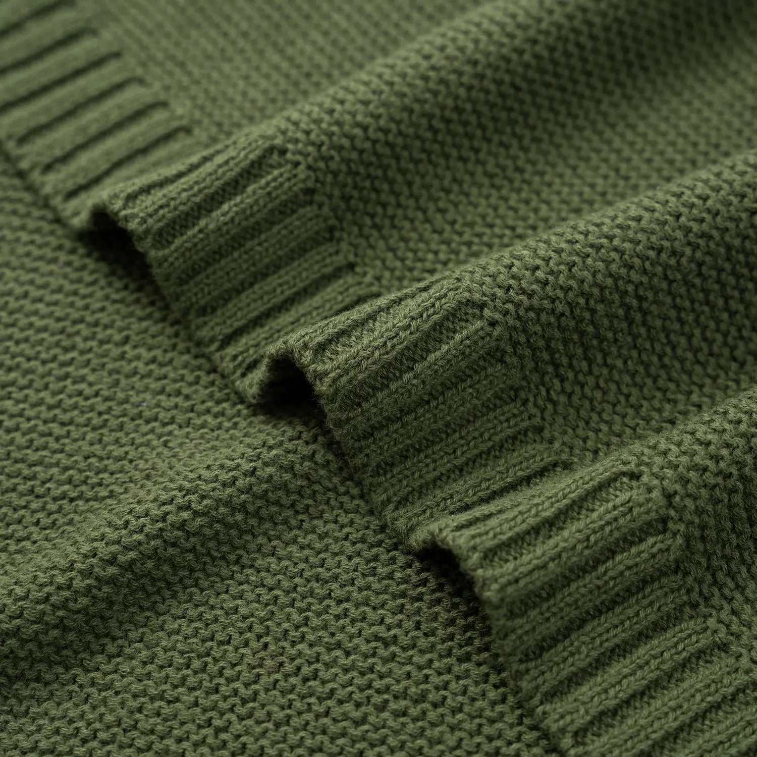 Classic Knit Cotton Baby Blanket In Forest Green