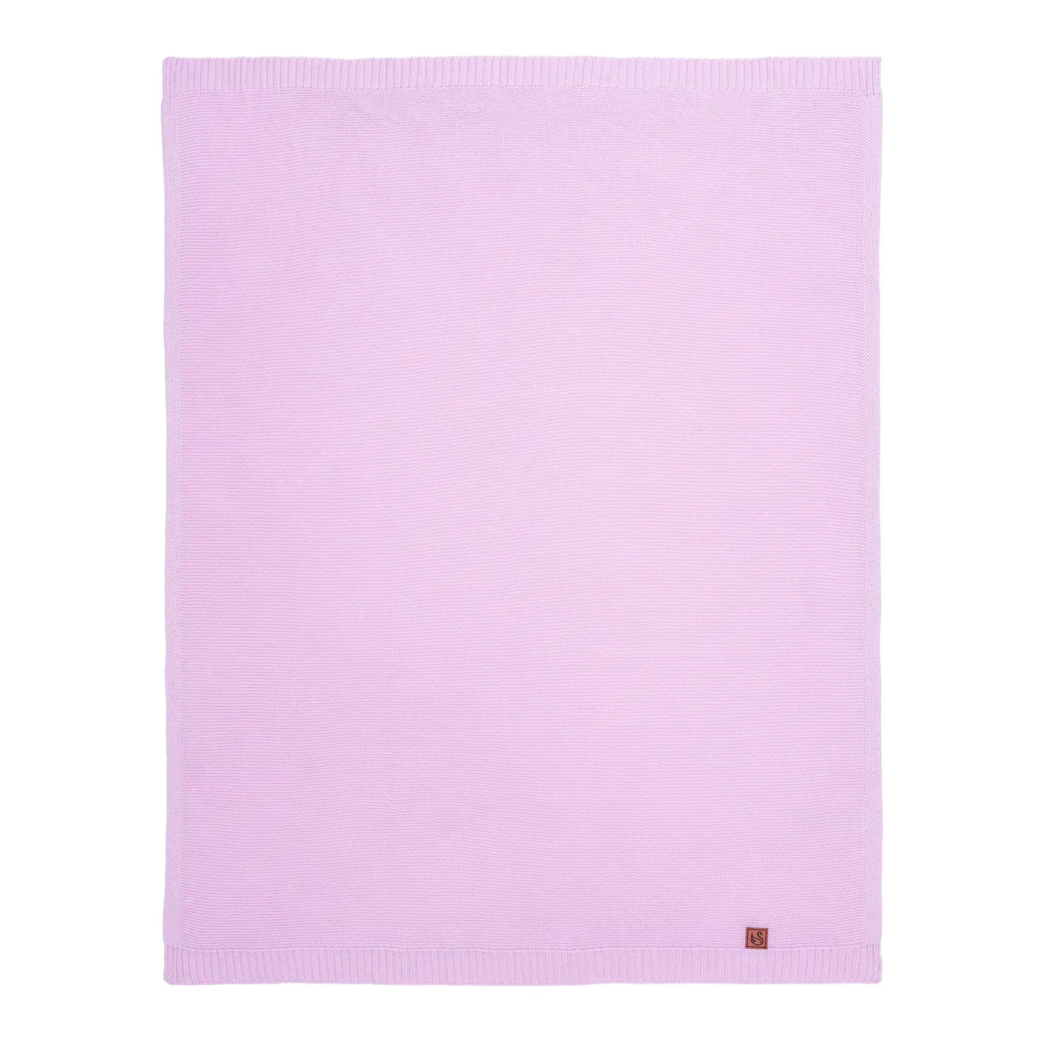 Classic Knit Cotton Baby Blanket In Lilac