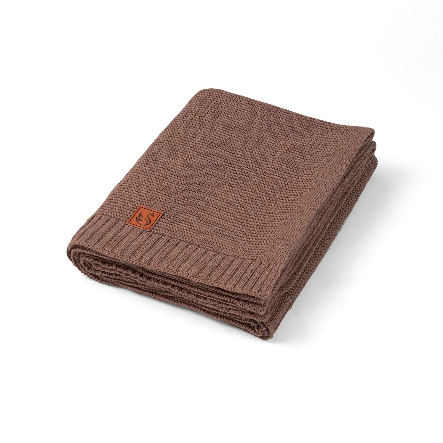 Classic Knit Cotton Baby Blanket In Mocha