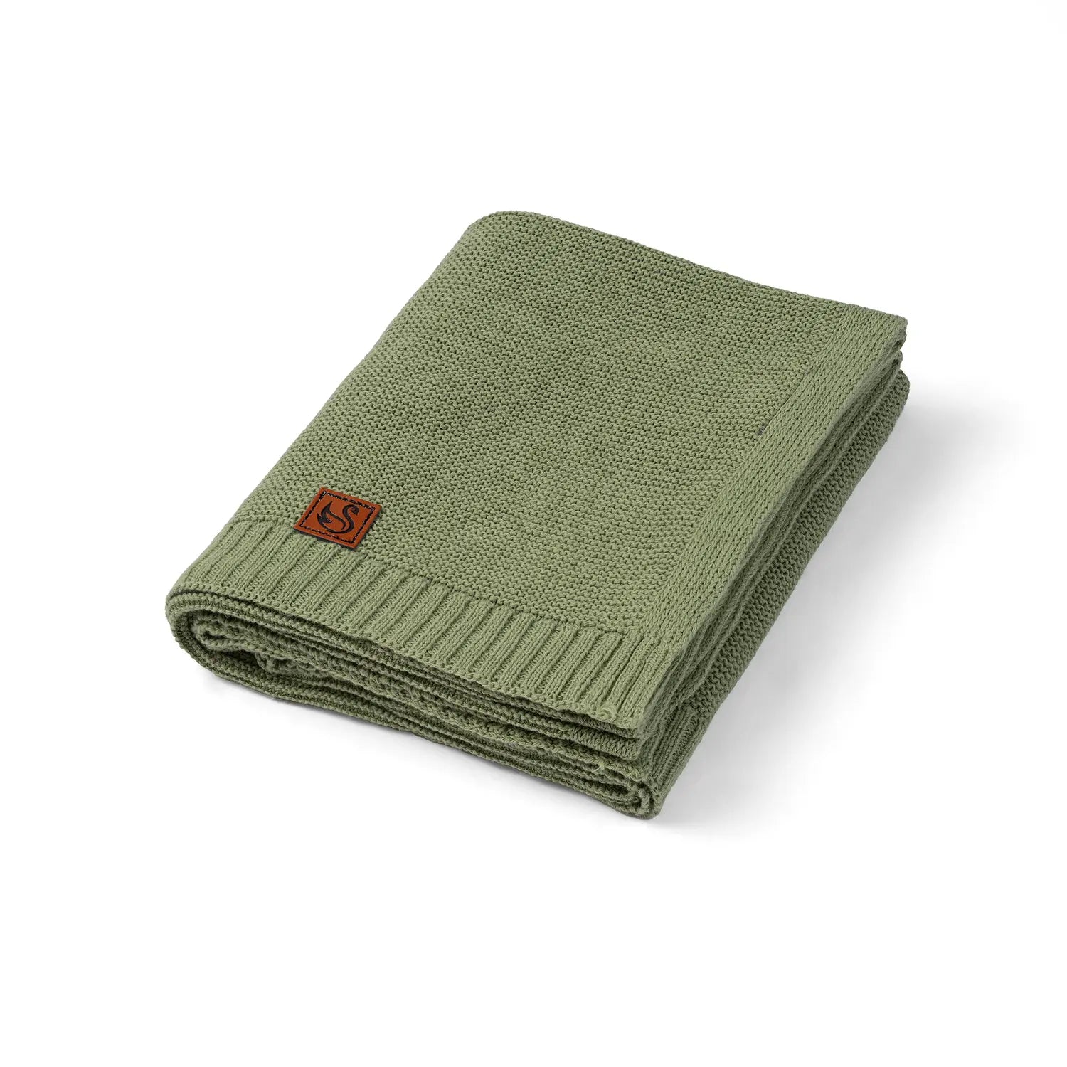 Classic Knit Cotton Baby Blanket In Sage Green