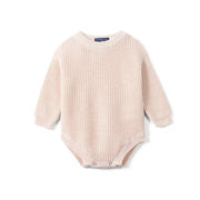 Classic Chunky Knit Baby Romper In Beige