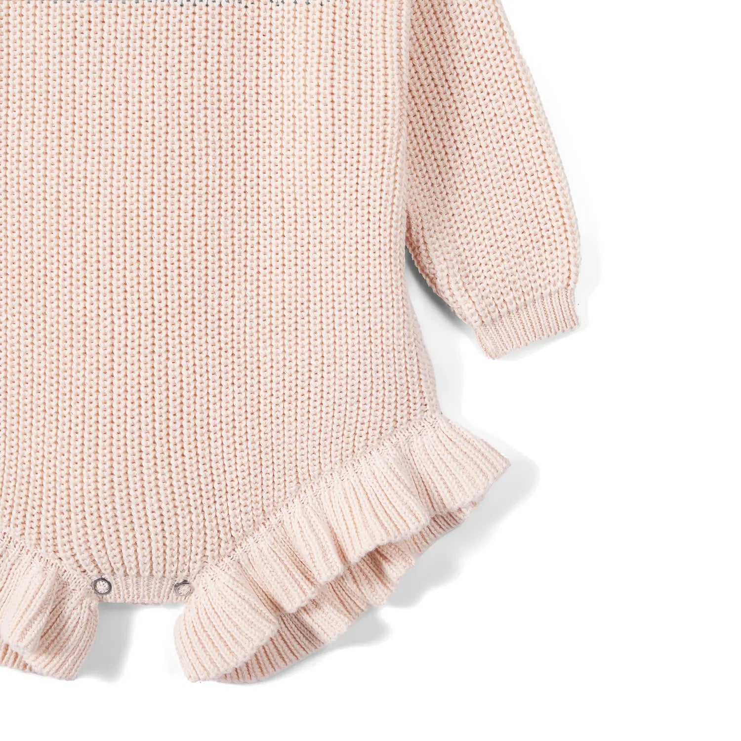 Ruffle Chunky Knit Baby Romper In Beige