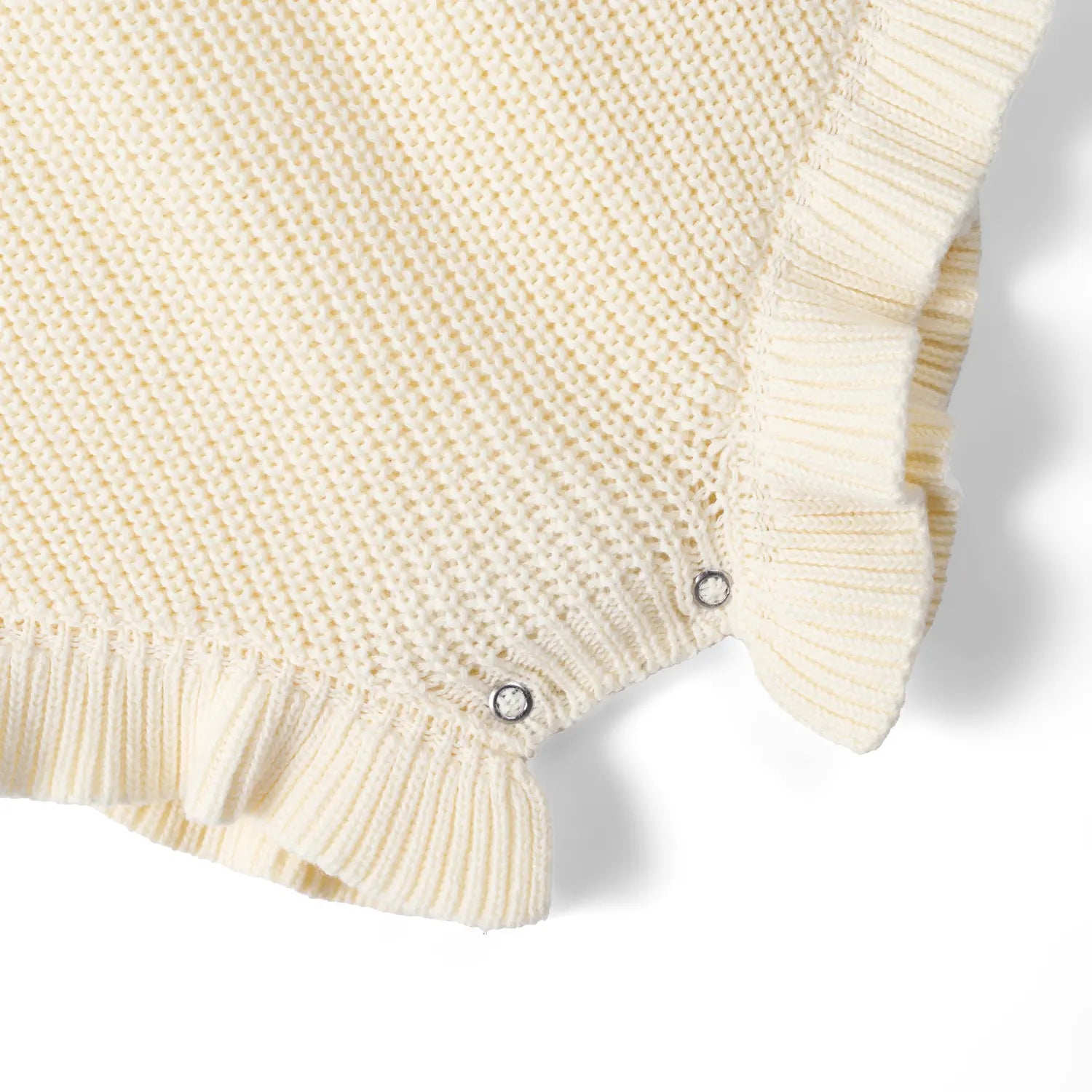 Ruffle Chunky Knit Baby Romper In Cream