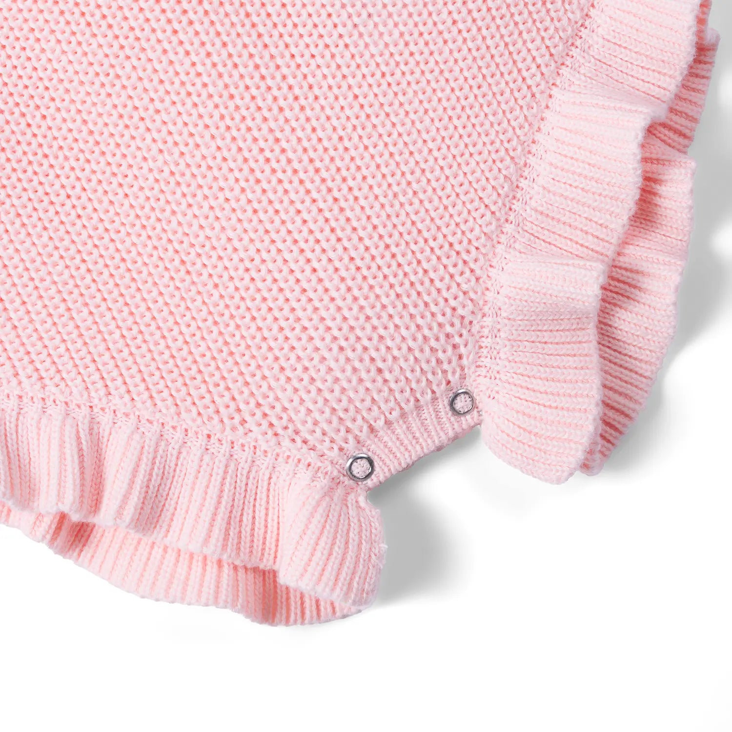 Ruffle Chunky Knit Baby Romper In Pink