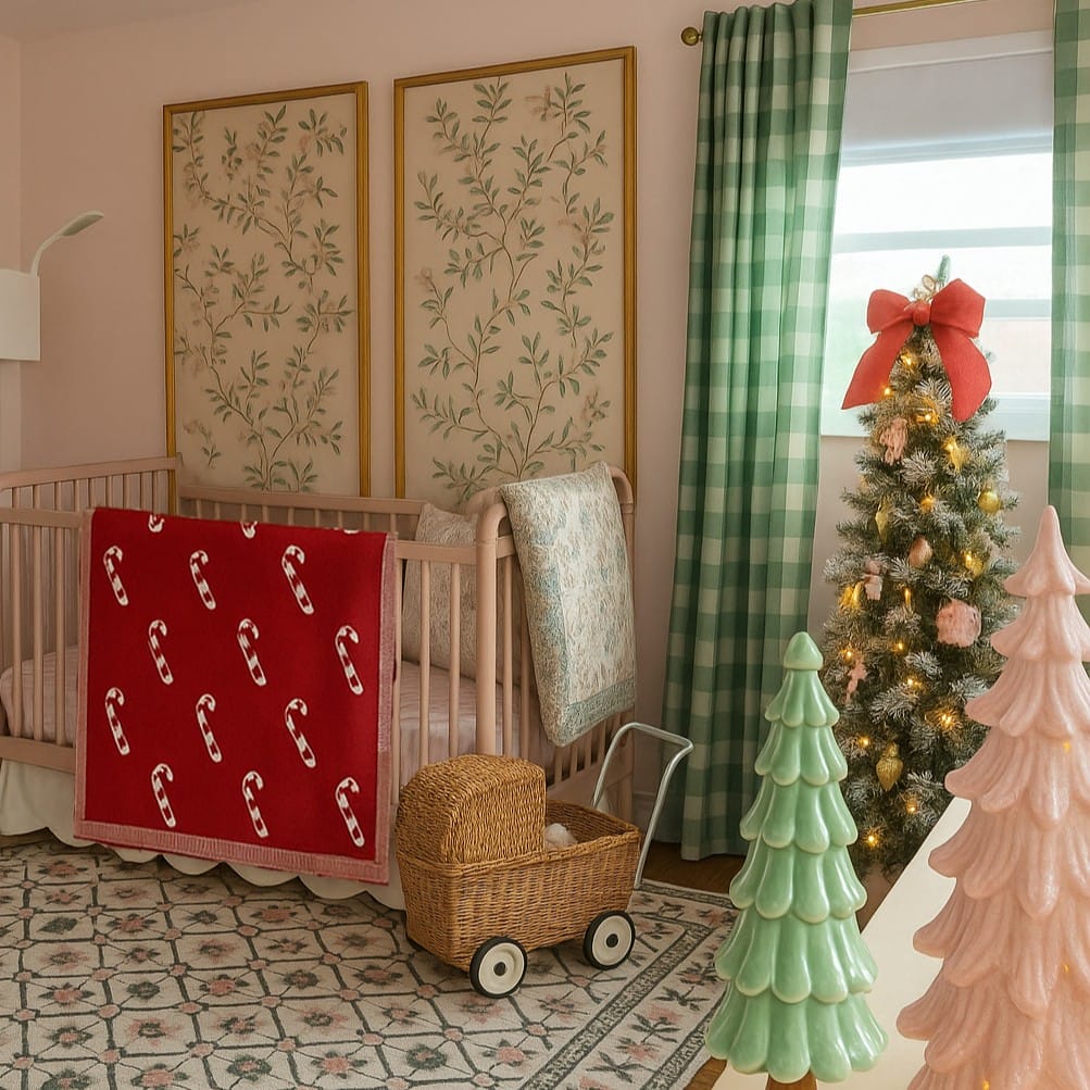 Christmas Candy Cane Jacquard Knit Baby Blanket