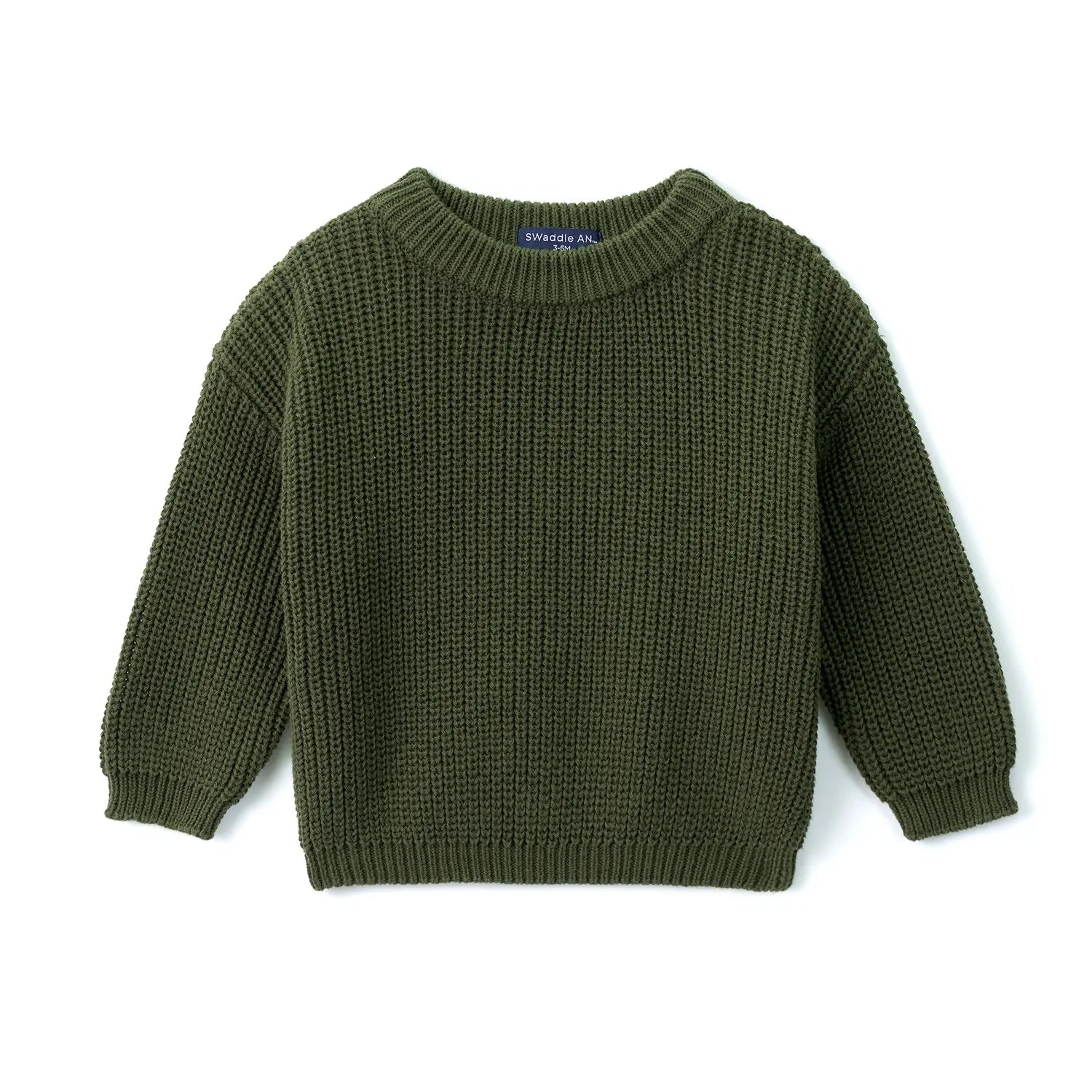 Classic Knit Baby Sweater In Forest Green