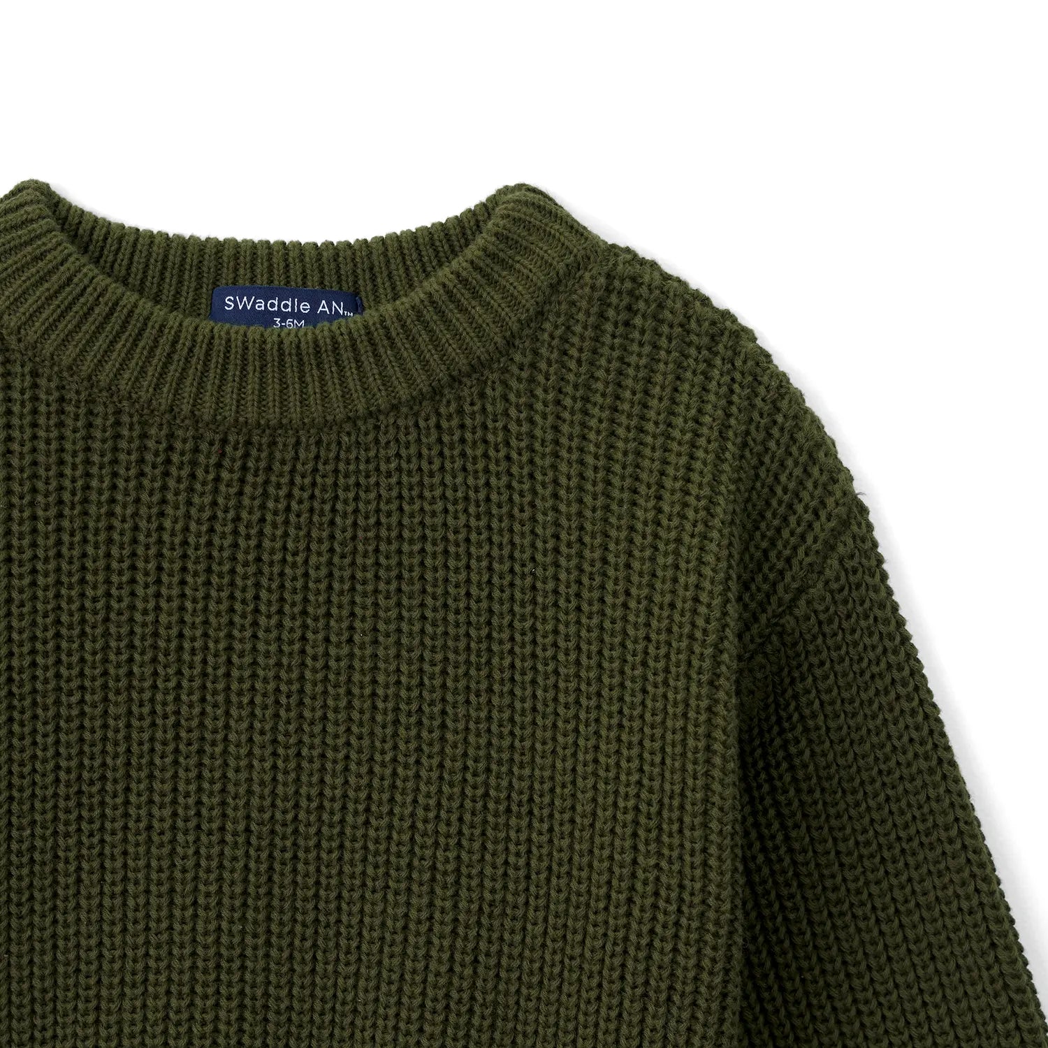 Classic Knit Baby Sweater In Forest Green