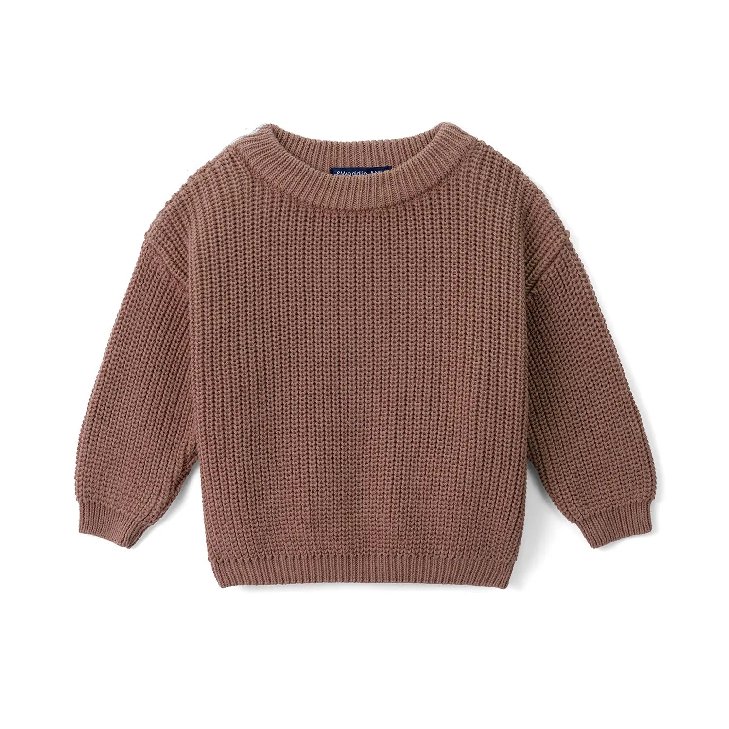 Classic Knit Baby Sweater In Mocha