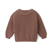 Classic Knit Baby Sweater In Mocha