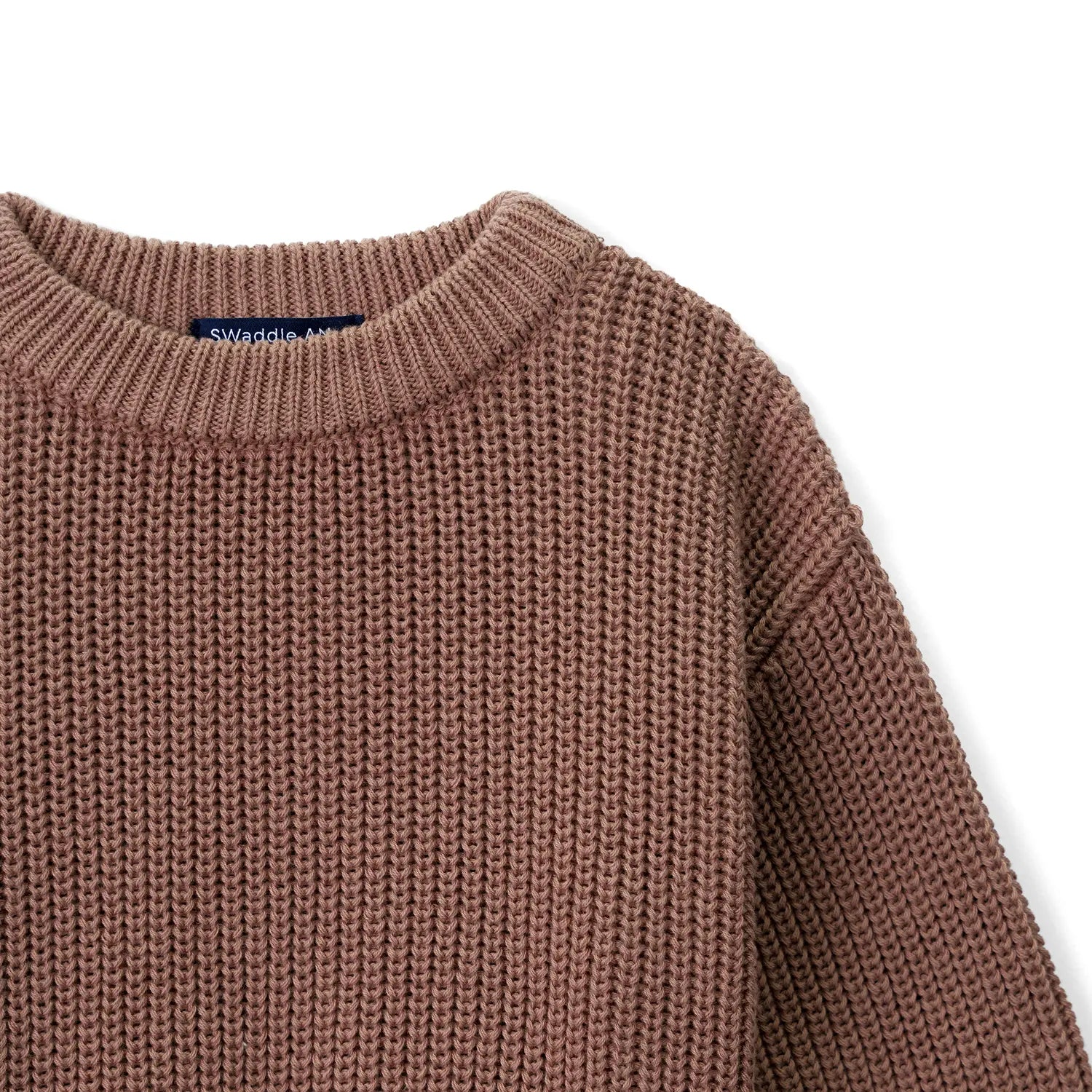 Classic Knit Baby Sweater In Mocha
