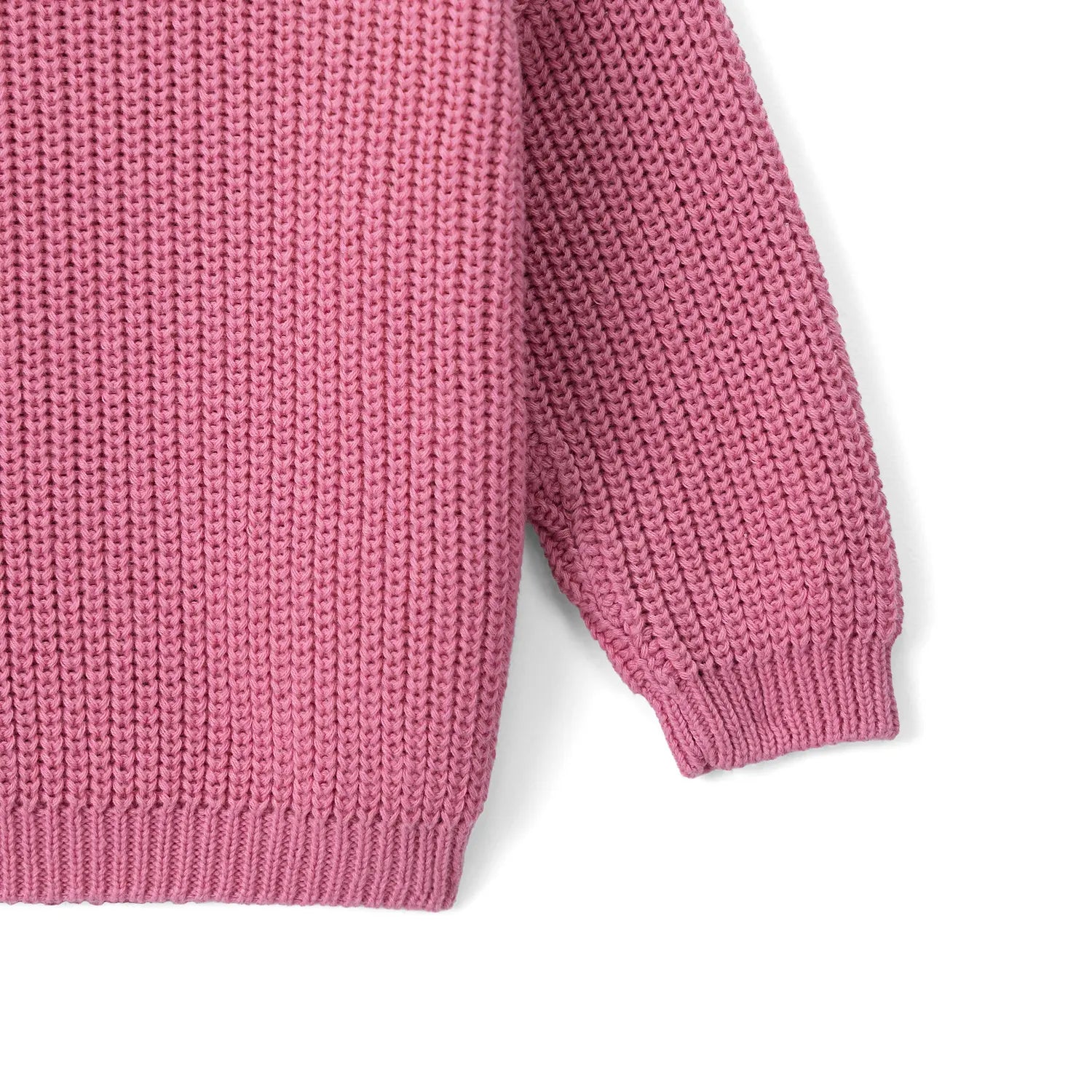 Classic Knit Baby Sweater In Rose Pink