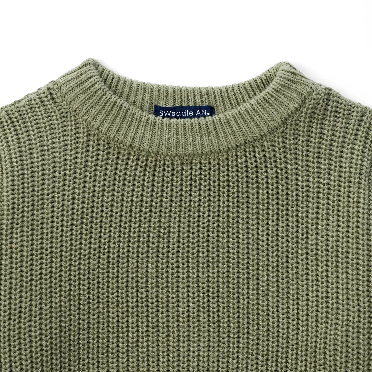 Classic Knit Baby Sweater In Sage Green
