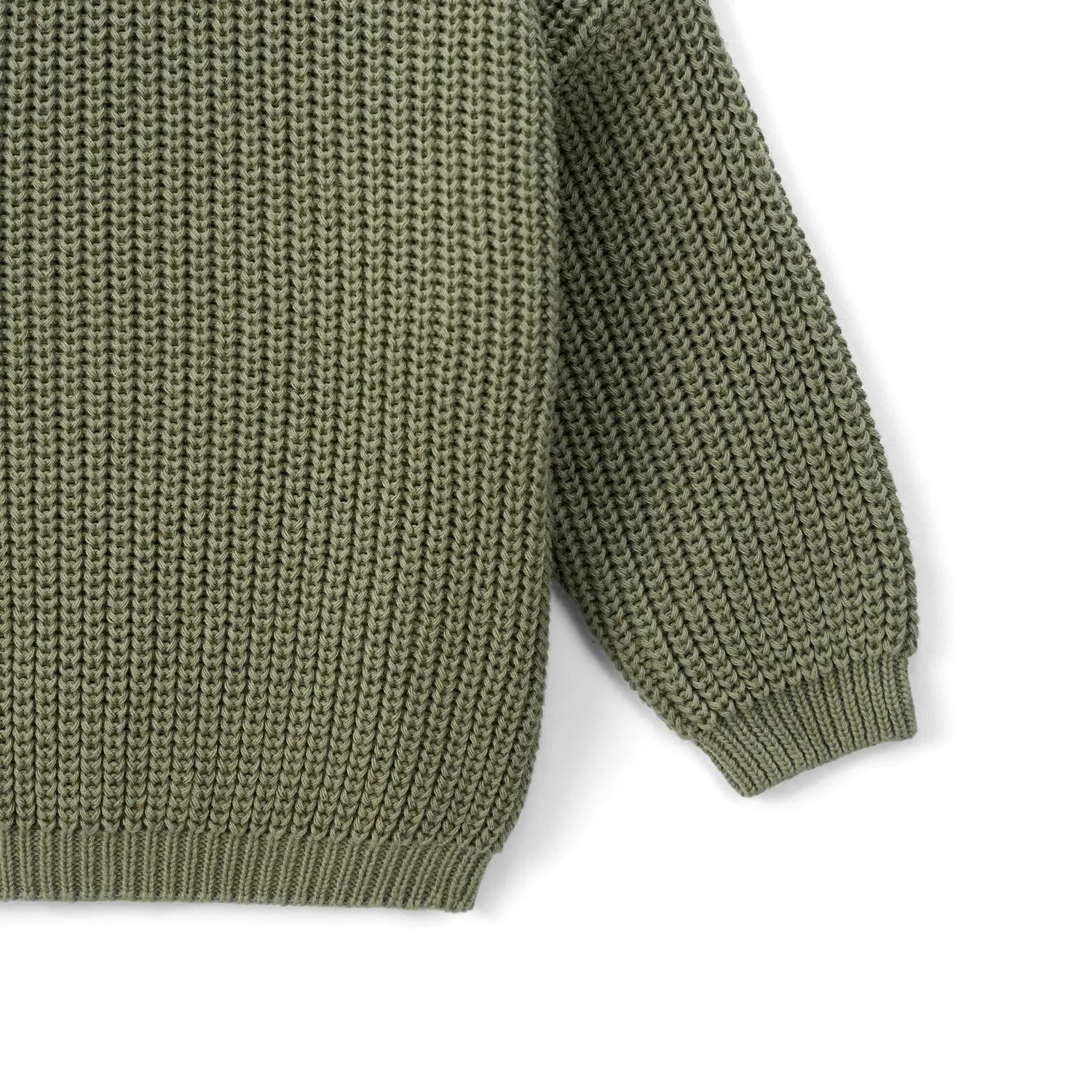 Classic Knit Baby Sweater In Sage Green