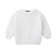 Classic Knit Baby Sweater In Timeless White