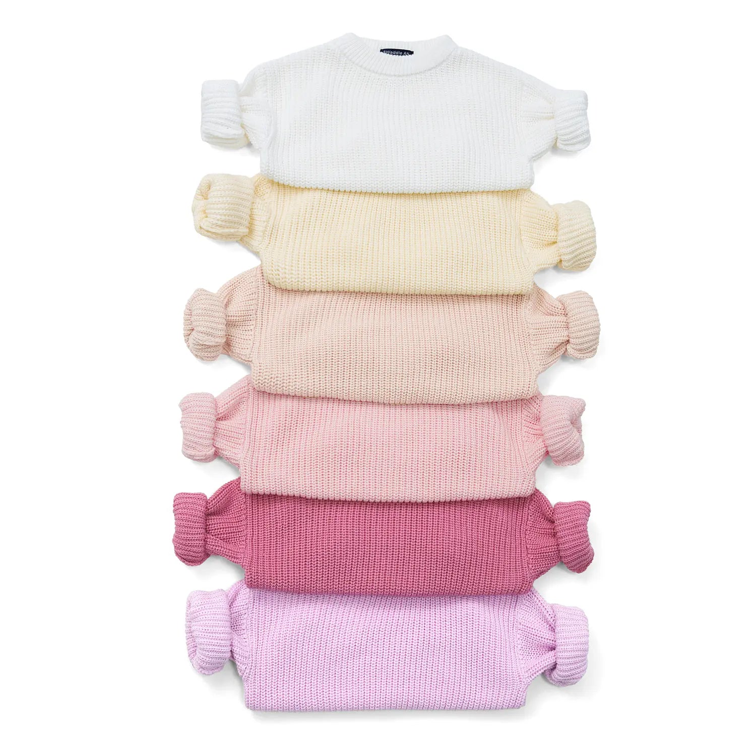 Classic Knit Baby Sweater In Rose Pink