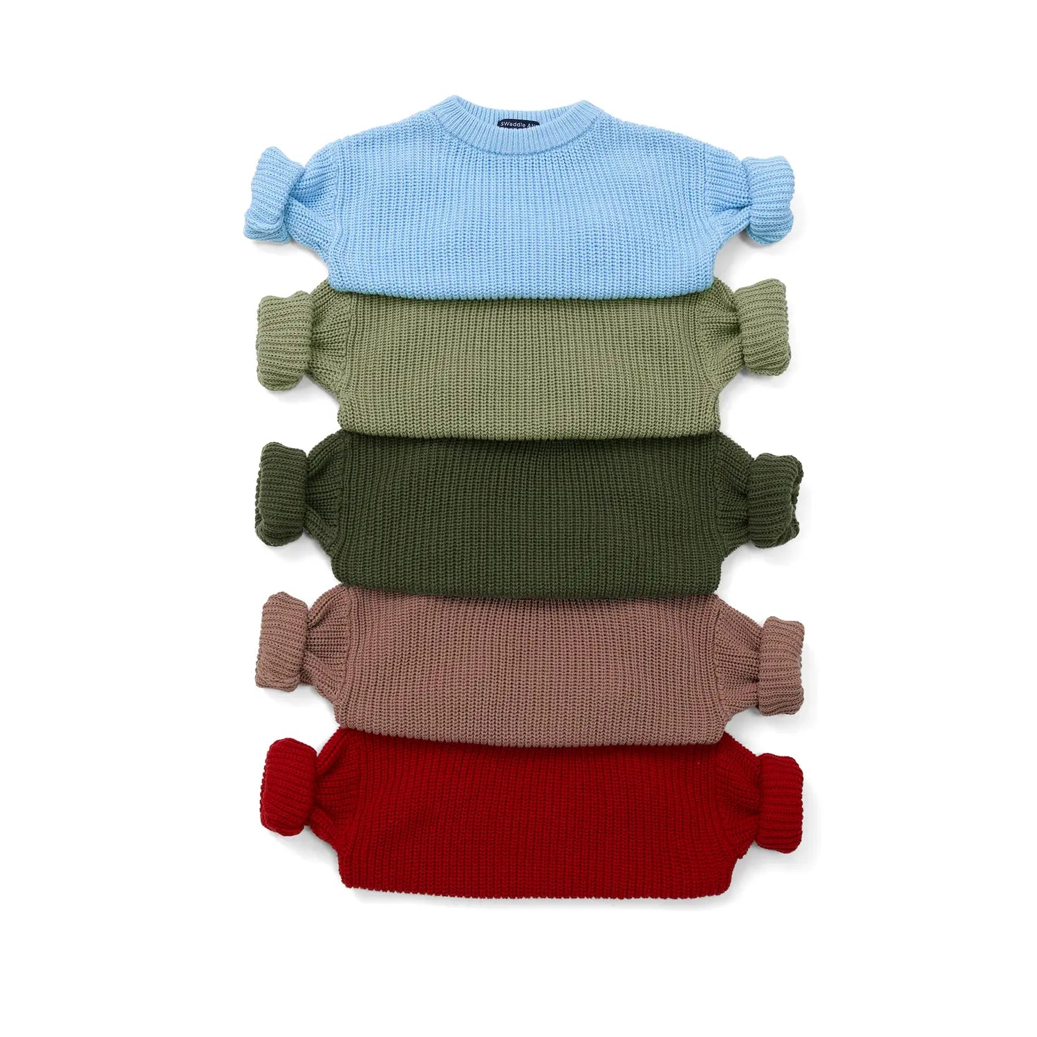 Classic Knit Baby Sweater In Forest Green