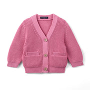 Classic Cardigan With Pockets In Rose Pink