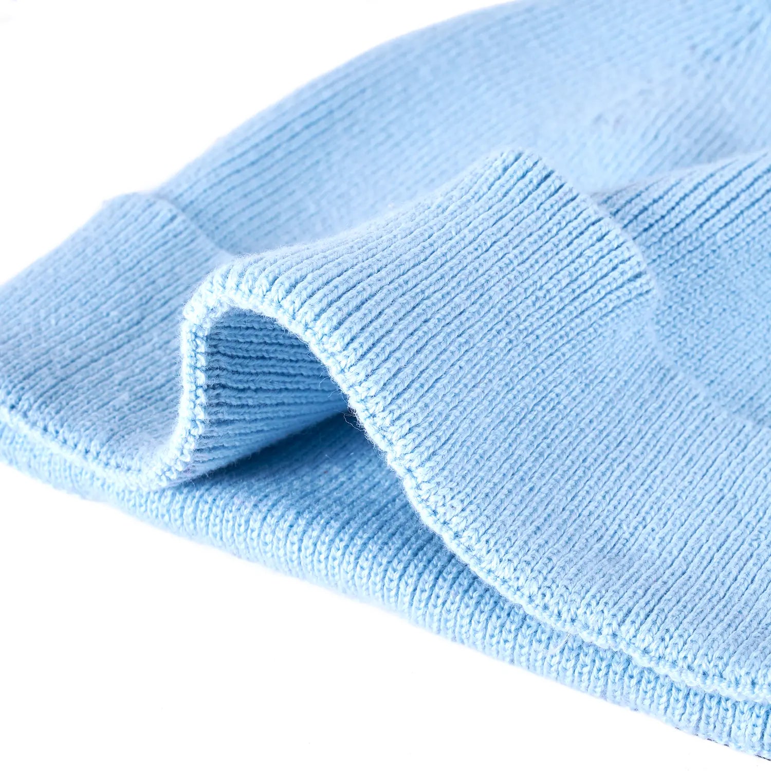 Knit Baby Pom Beanie In Baby Blue