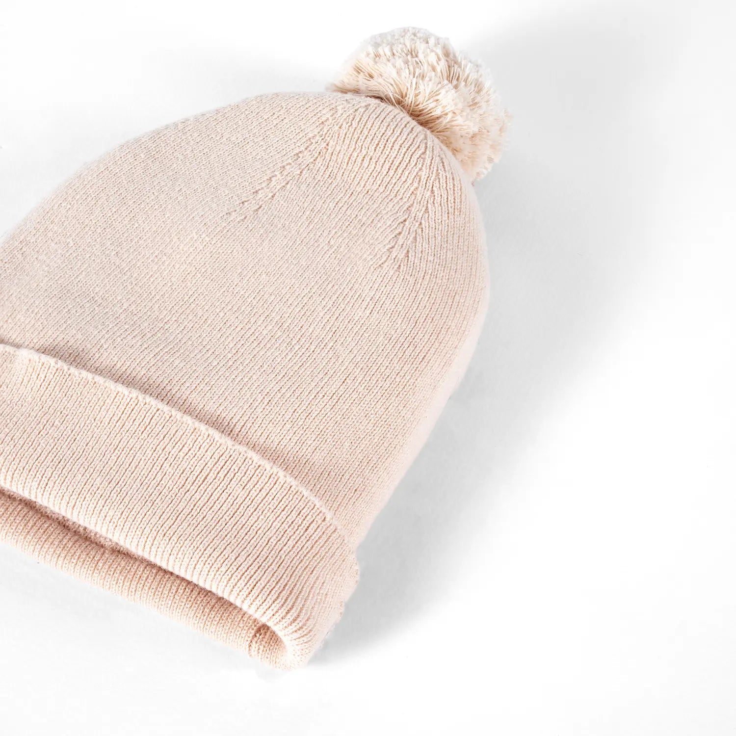Knit Baby Pom Beanie In Beige