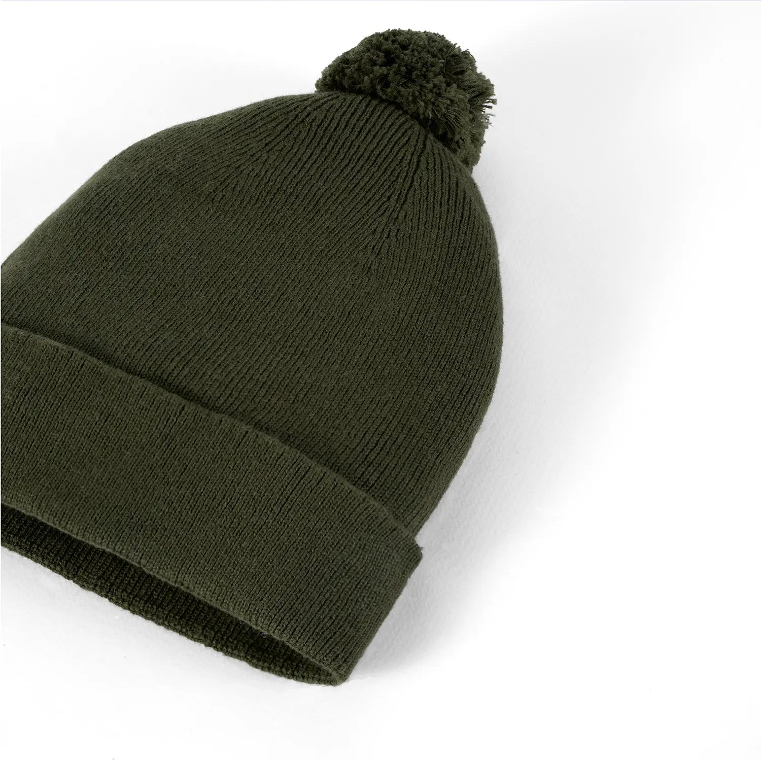 Knit Baby Pom Beanie In Forest Green