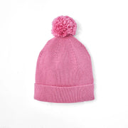 Knit Baby Pom Beanie In Rose Pink