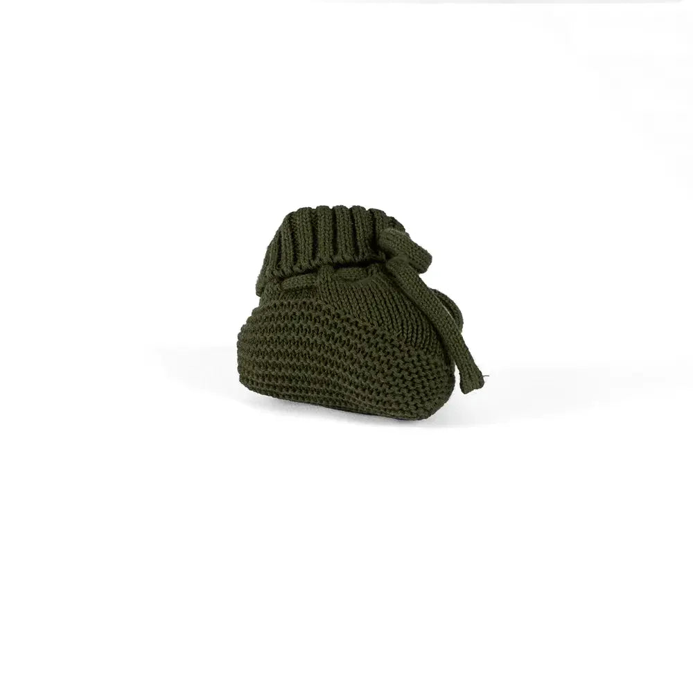 Knitted Booties In Forest Green