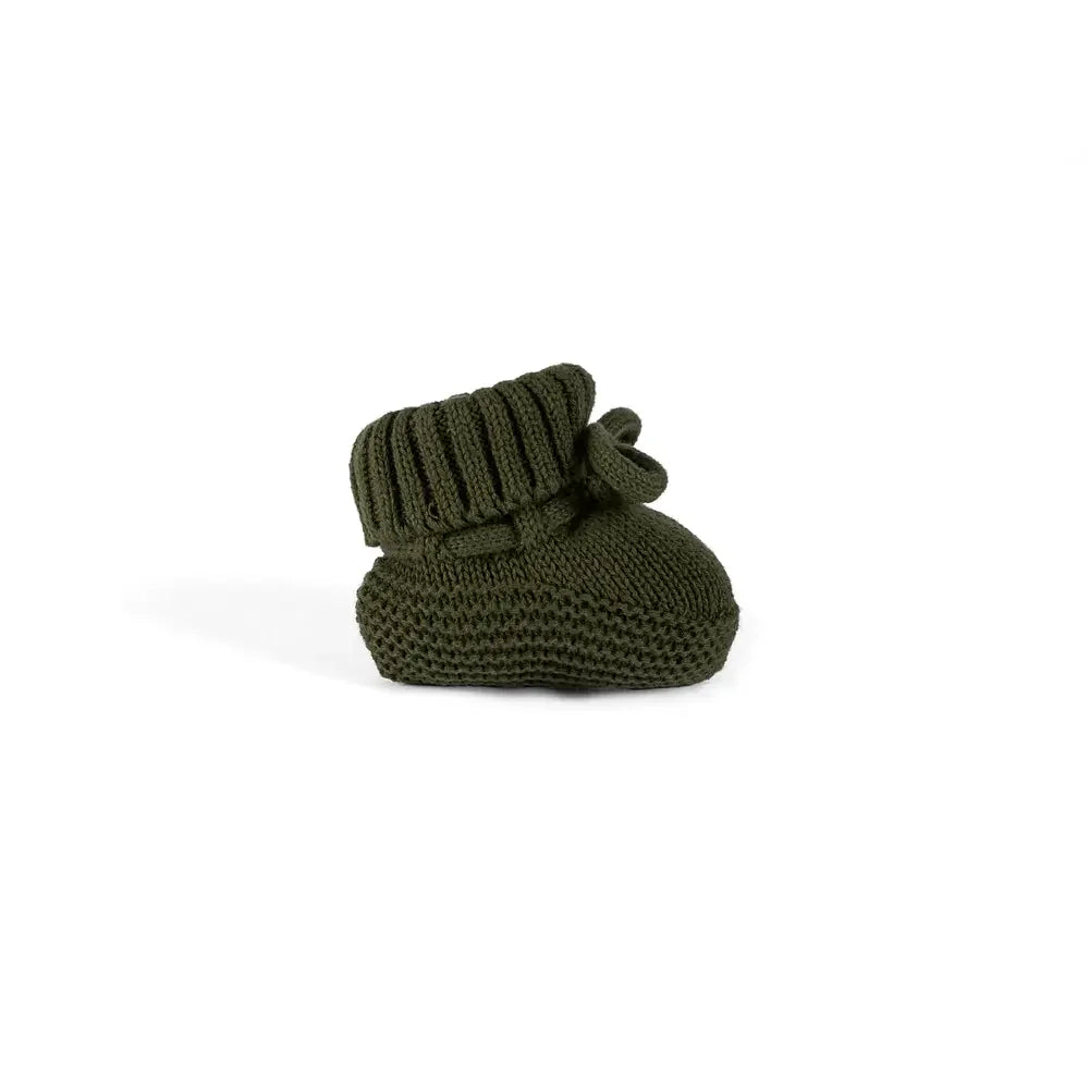 Knitted Booties In Forest Green