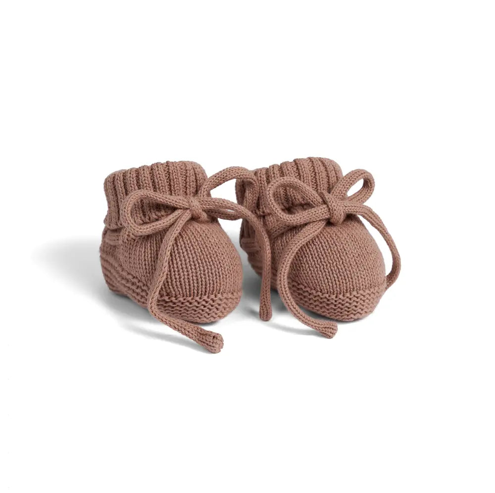 Knitted Booties In Mocha