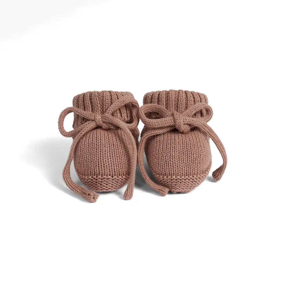 Knitted Booties In Mocha