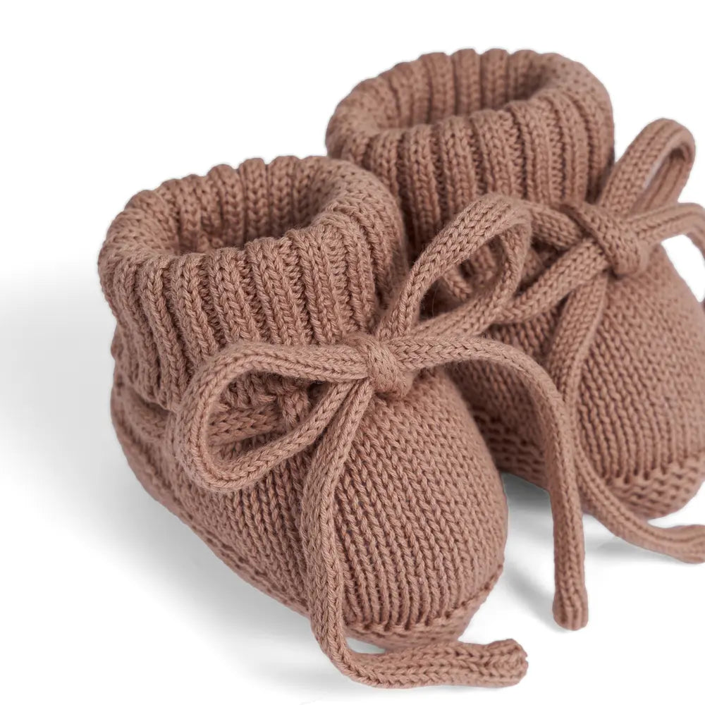 Knitted Booties In Mocha