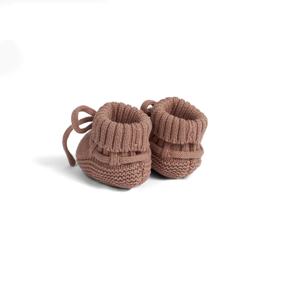 Knitted Booties In Mocha
