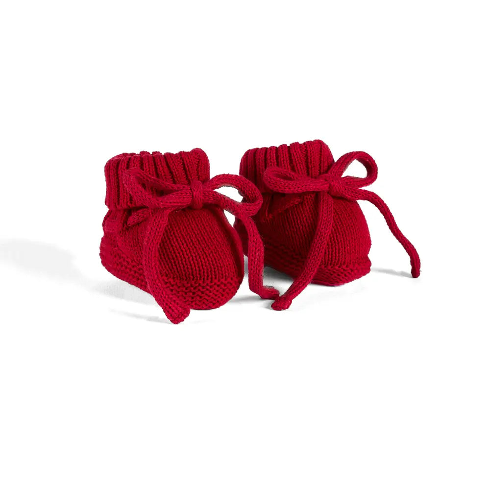 Knitted Booties In Red Xmas