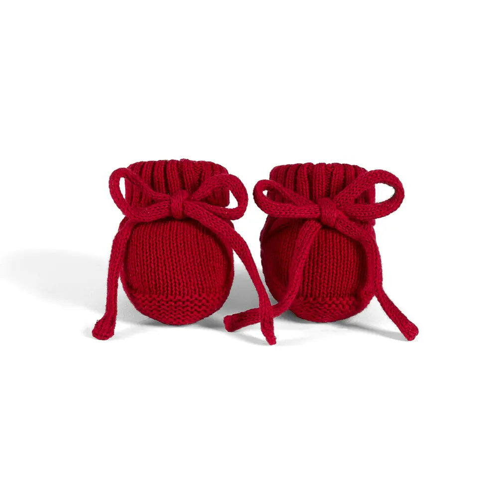 Knitted Booties In Red Xmas