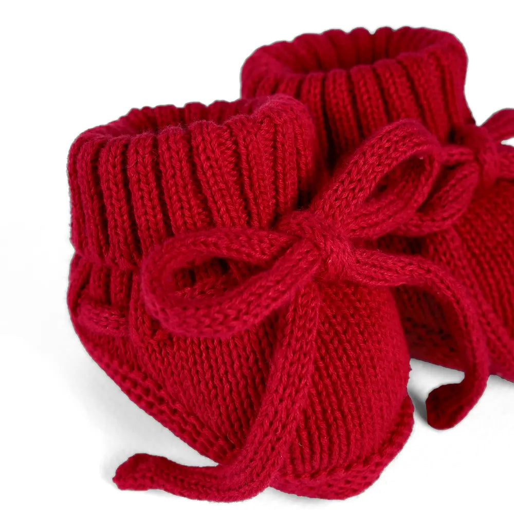 Knitted Booties In Red Xmas