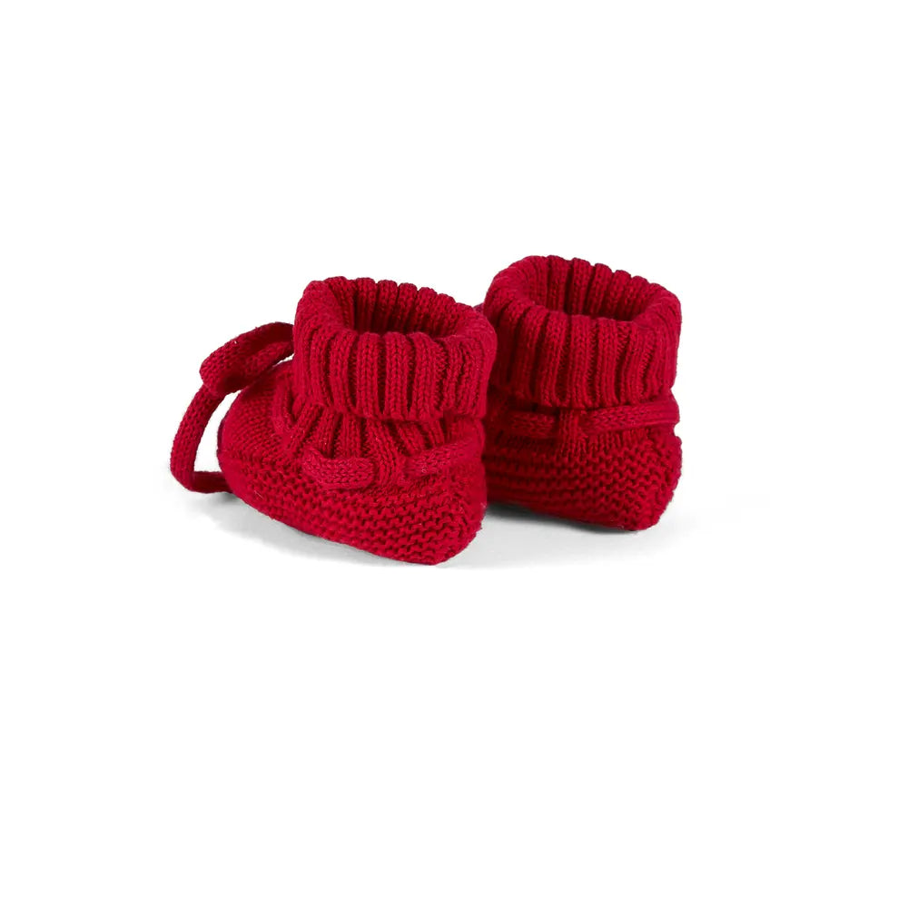 Knitted Booties In Red Xmas