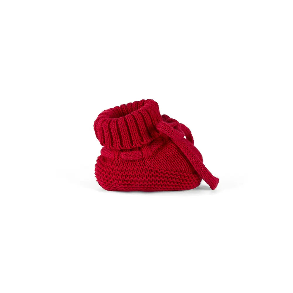 Knitted Booties In Red Xmas