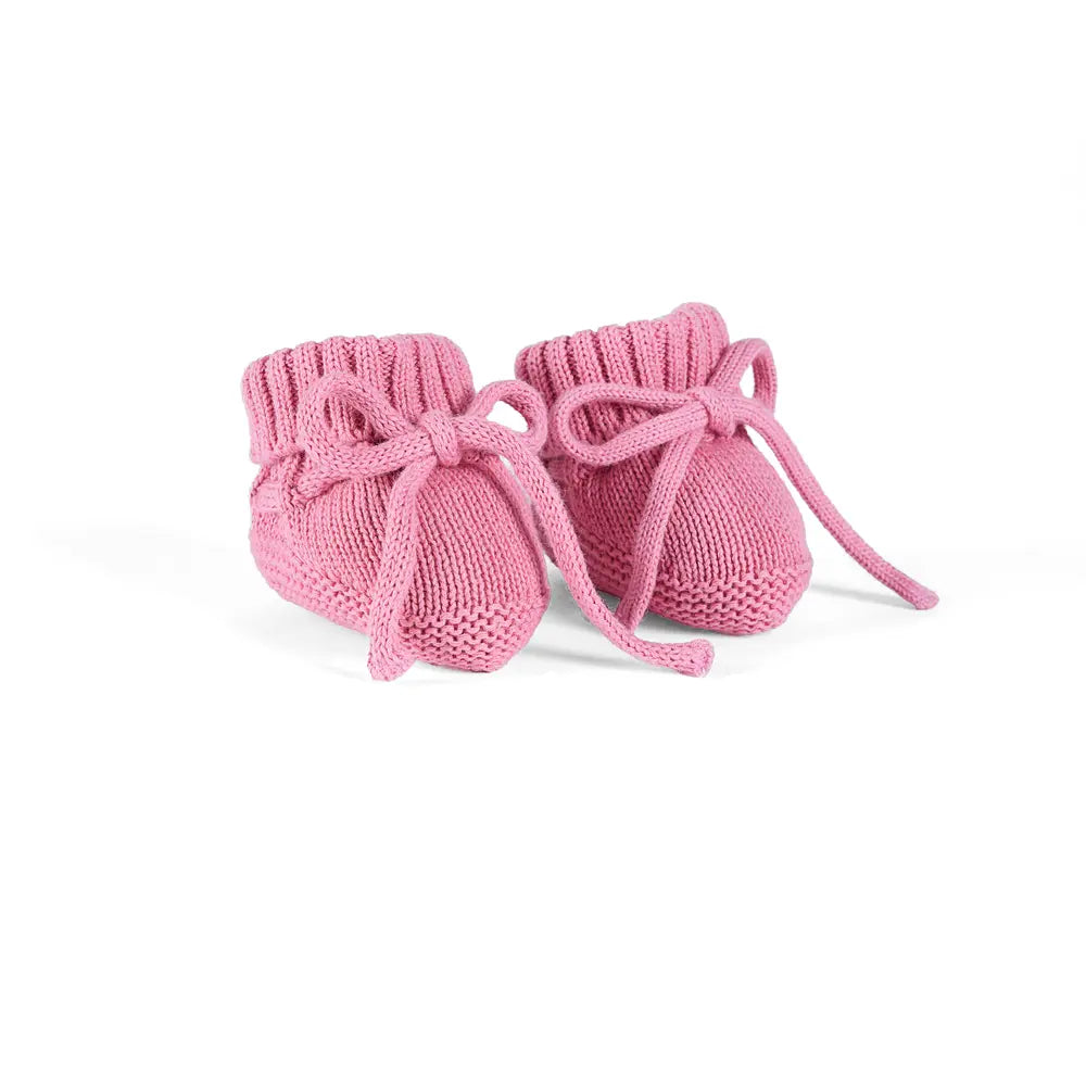 Knitted Booties In Rose Pink