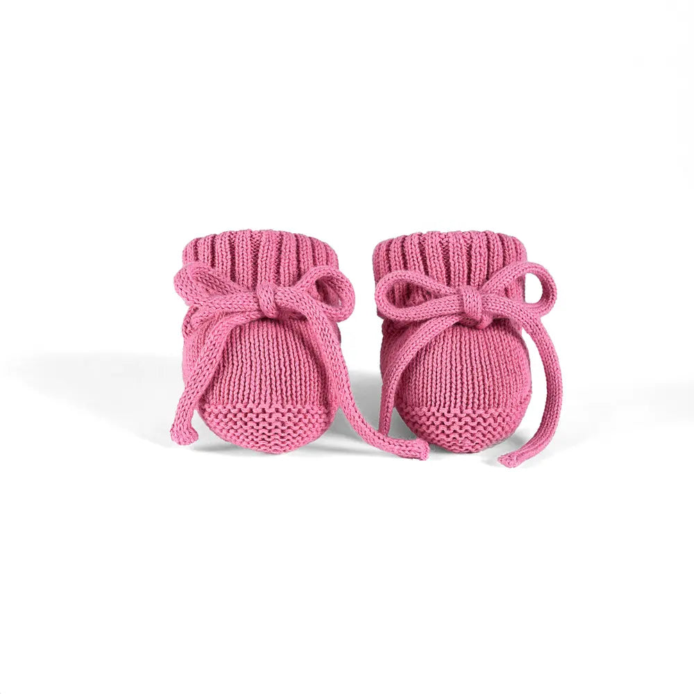 Knitted Booties In Rose Pink