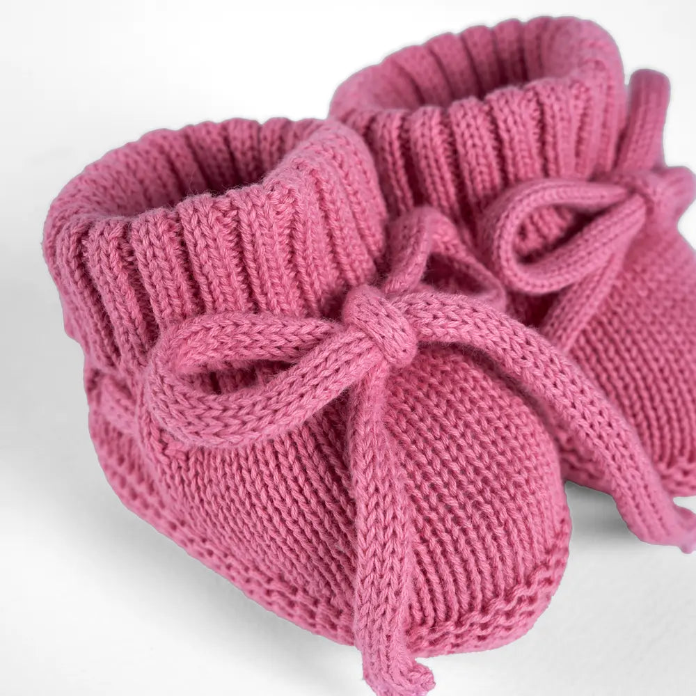 Knitted Booties In Rose Pink