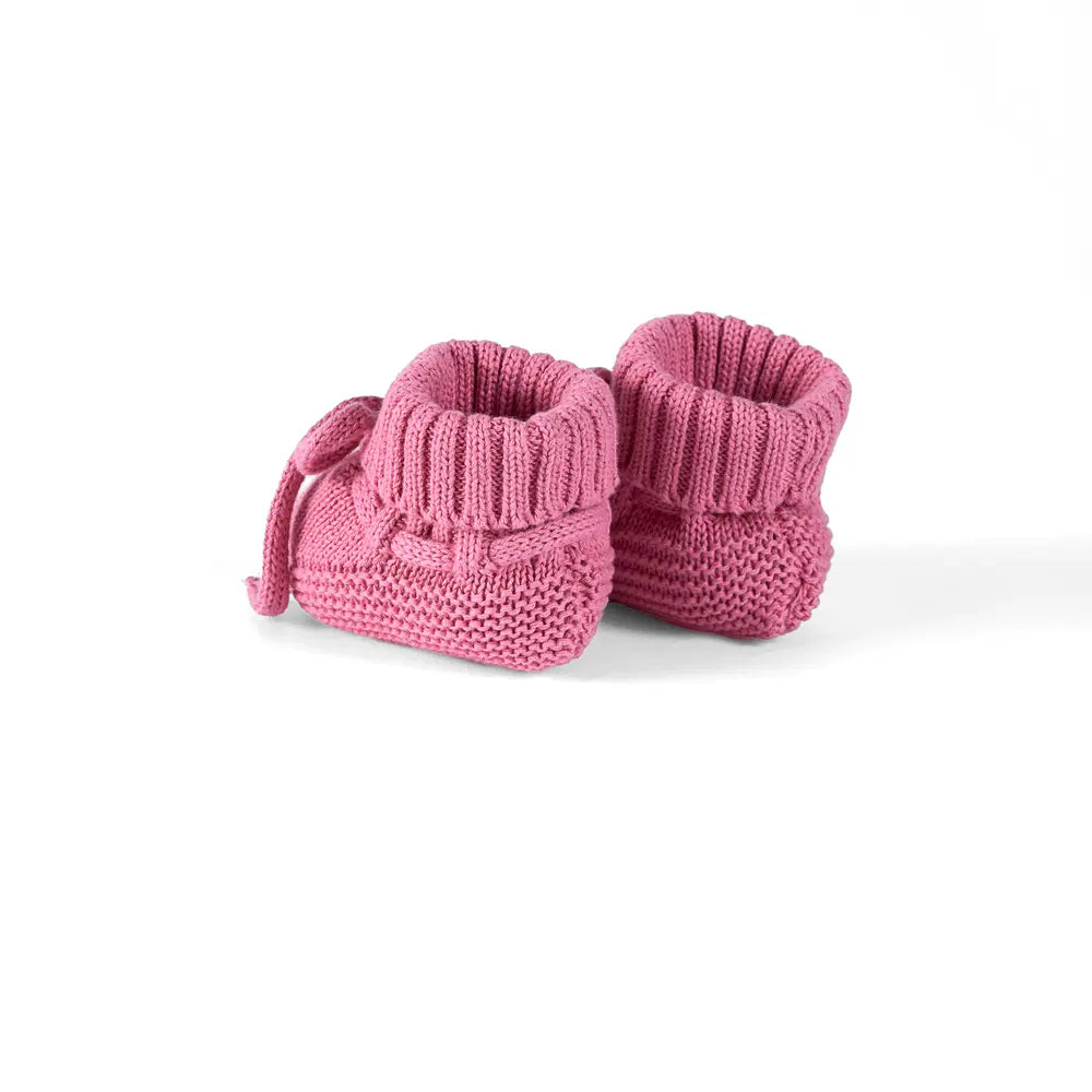 Knitted Booties In Rose Pink