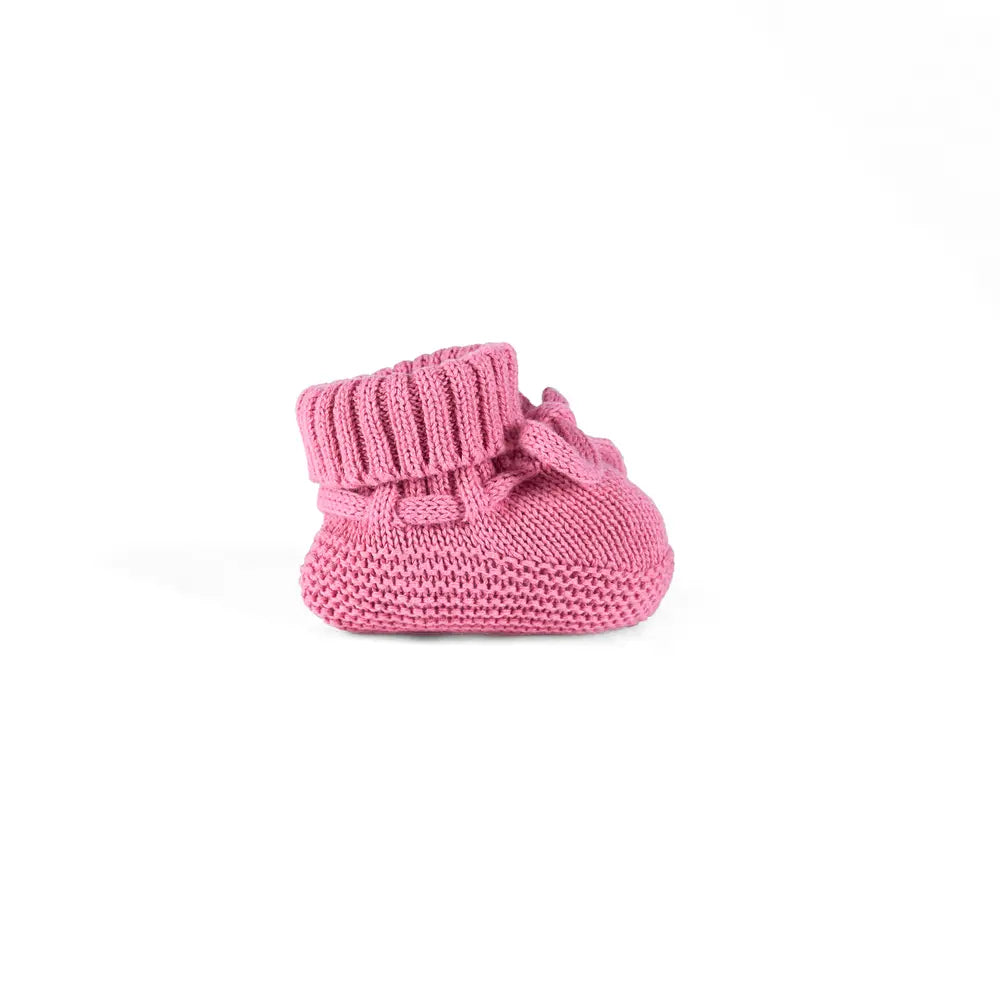 Knitted Booties In Rose Pink